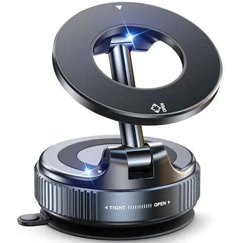 Jononser Magnetic Suction Cup Phone Mount for Magsafe, 360° Adjustable Magnetic Car Phone Holder, Pocket Size Foldable Car Mount, Cell Phone Holders for Your Car for iPhone 17 16 15 14 13 12 Series