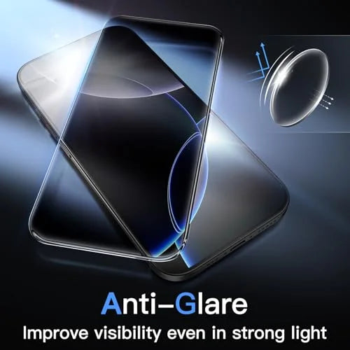 JETech Matte Screen Protector for iPhone 16 Pro 6.3-Inch, Anti-Glare 9H Tempered Glass Film, Anti-Fingerprint, Smooth Touch, Easy Installation, Case-Friendly, 2-Pack