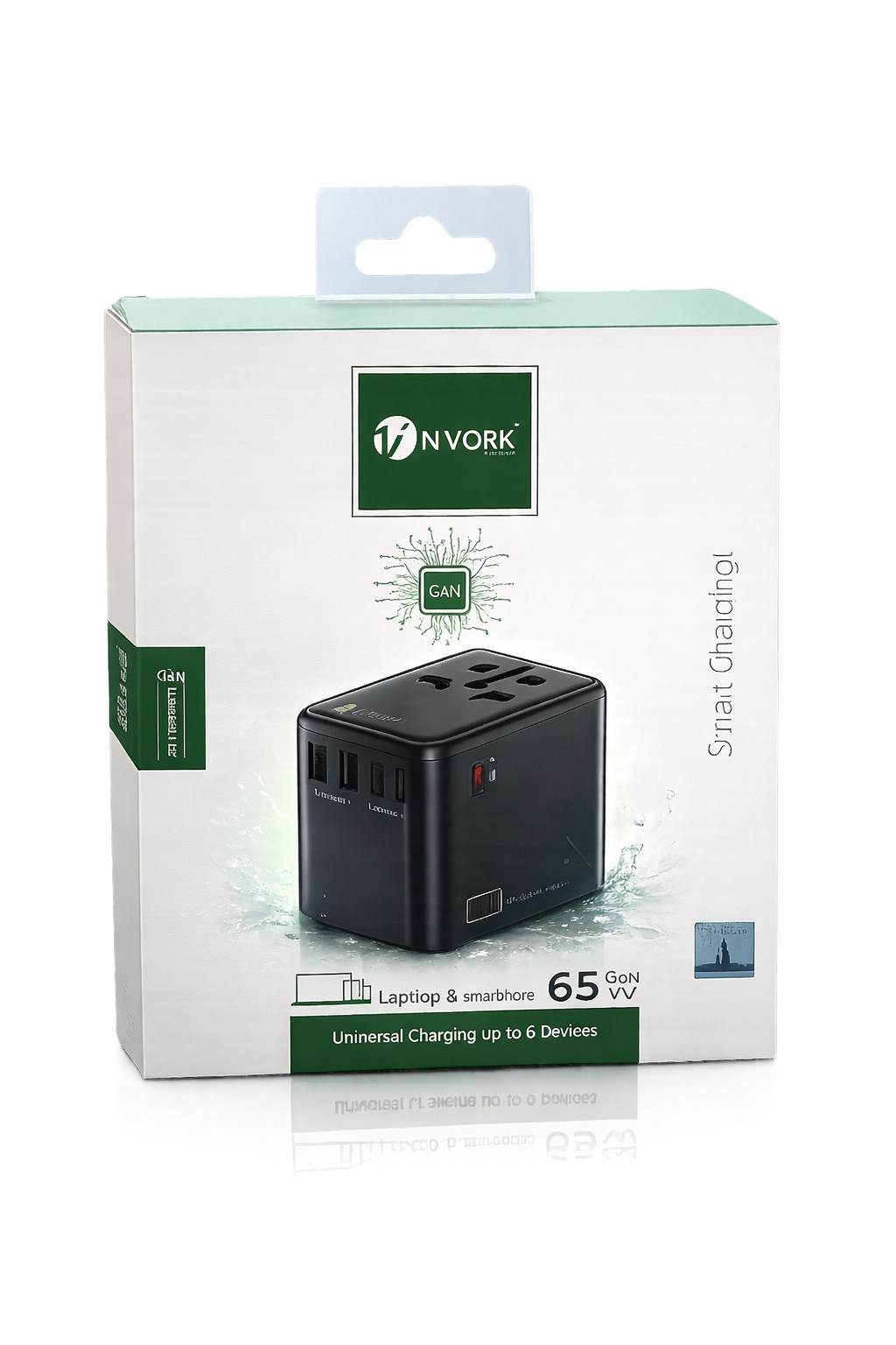 65W Universal Travel Adapter Fast Charger (GaN) – Multi USB Ports