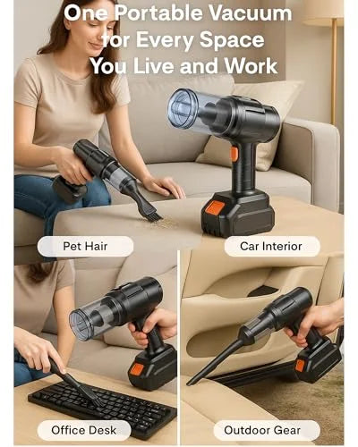 Cordless Handheld Vacuum Cleaner High Power 35000Pa Suction & Blower 120W Dual Batteries, 230ml Dust Cup, 20 Brush Cleaning Kit, Portable Rechargeable Car Vacuum for Home Pet Hair Keyboard Crumbs