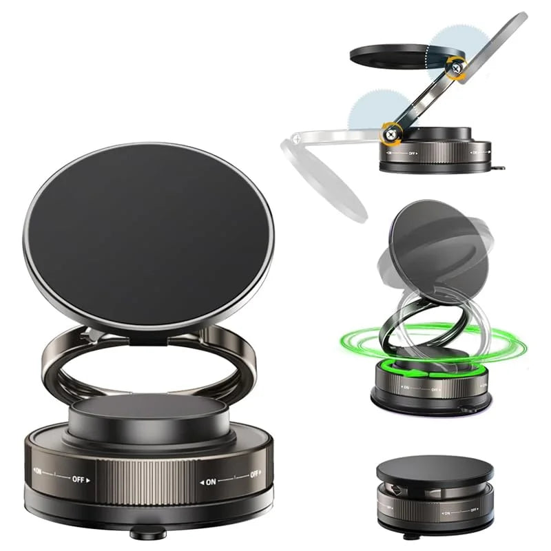 Car Phone Holder | Magnetic Suction Cup with Strong Base | Foldable Mobile Holder for Car Dashboard & Desk | Adjustable Phone Stand for iPhone & Smartphones | Car Desk Kitchen Travel Use 360degree