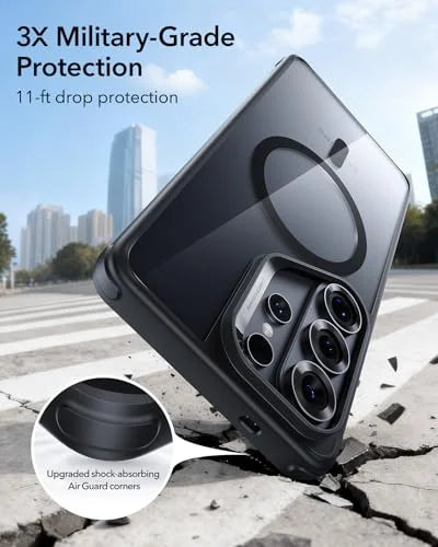 ESR for Samsung Galaxy S26 Ultra Case, Compatible with MagSafe, Magnetic Case for Samsung Galaxy S26 Ultra, Military-Grade Protection, Classic Hybrid Cover (HaloLock), Clear Black