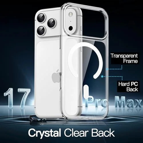 JETech Magnetic Case for iPhone 17 Pro Max 6.9-Inch Compatible with MagSafe, Shockproof Phone Bumper Cover, Anti-Scratch Clear Back (Clear)