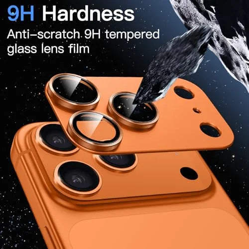 JETech Camera Lens Protector for iPhone 17 Pro Max 6.9-Inch, Full Coverage 9H Tempered Glass Ring Cover, Matte Metal Plate, Case Friendly, 1-Pack (Orange)