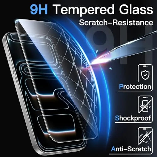 JETech Screen Protector for iPhone 17 Pro Max 6.9-Inch, Tempered Glass Film with Easy Installation Tool, 9H Hardness, Case-Friendly, 3-Pack