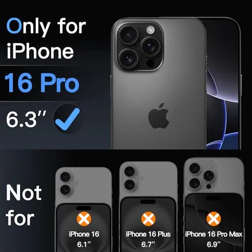 JETech Matte Screen Protector for iPhone 16 Pro 6.3-Inch, Anti-Glare 9H Tempered Glass Film, Anti-Fingerprint, Smooth Touch, Easy Installation, Case-Friendly, 2-Pack