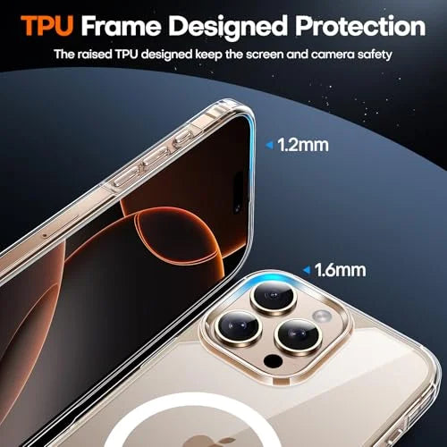 TAURI for iPhone 16 Pro Max Case, Compatible with MagSafe, Military-Grade Protection, [Anti-Yellowing] Shockproof Transparent Back Magnetic Phone Cover - Clear