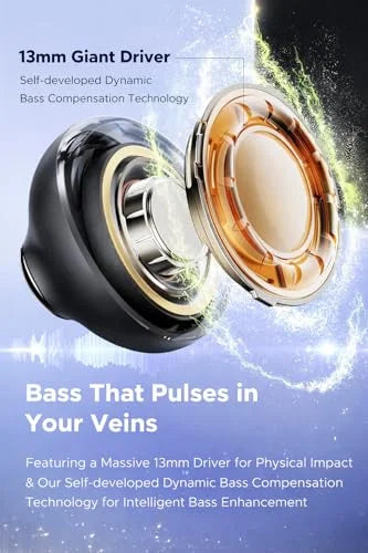 Wireless Bluetooth Earbuds with Ear Hooks, Sports Headphones, Waterproof Earphones with Charging Case, Deep Bass, Noise Reduction