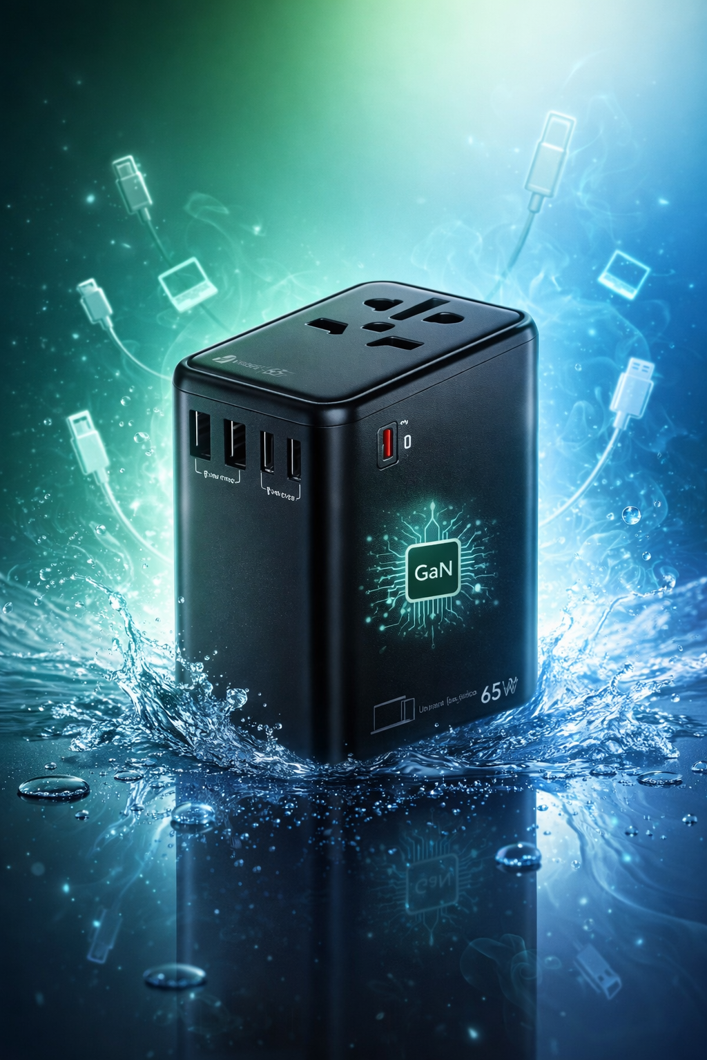65W Universal Travel Adapter Fast Charger (GaN) – Multi USB Ports