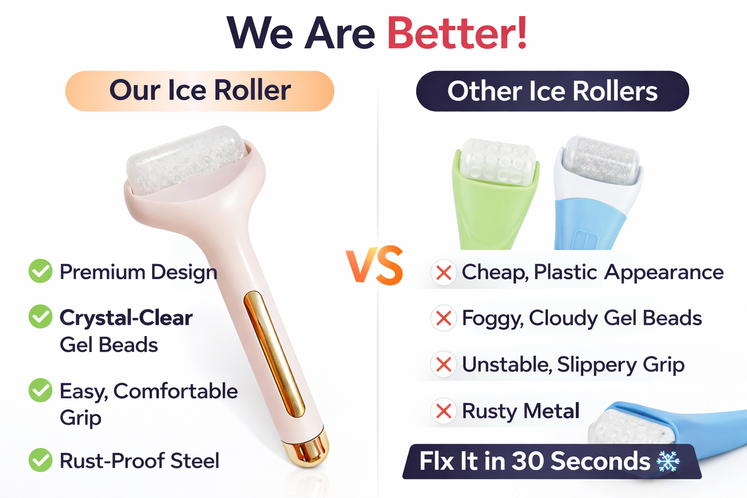 Ice Roller for Face – De-Puff, Tighten & Glow in 60 Seconds ❄️