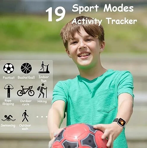 Exrp Kids Smart Watch for Girls Boys,Fitness Tracker with Heart Rate Sleep Monitor,19 Sport Modes Activity Tracker with Pedometer Steps Calories Counter,Waterproof Alarm Clock Kids Gift (Blue), USB