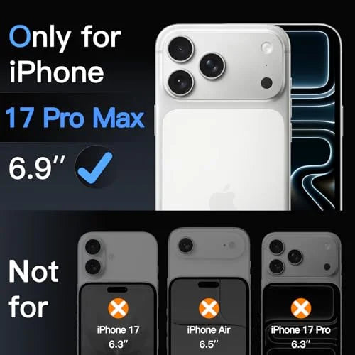 JETech Screen Protector for iPhone 17 Pro Max 6.9-Inch, Tempered Glass Film with Easy Installation Tool, 9H Hardness, Case-Friendly, 3-Pack