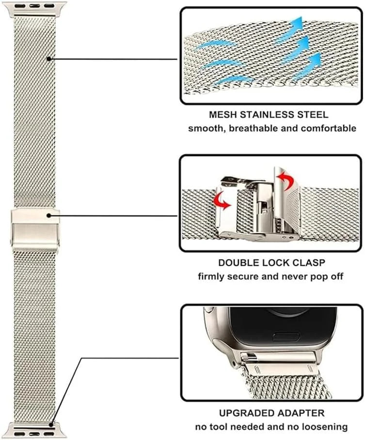O Ozone Metal Band Compatible with Apple Watch Band 40mm 38mm 41mm 45mm 44mm 42mm 46mm, Stainless Steel Milanese Mesh Loop Magnetic Wristbands for iWatch Series 10 9 8 7 6 5 4 3 2 1 SE