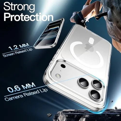 JETech Magnetic Case for iPhone 17 Pro Max 6.9-Inch Compatible with MagSafe, Shockproof Phone Bumper Cover, Anti-Scratch Clear Back (Clear)
