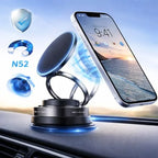Car Phone Holder | Magnetic Suction Cup with Strong Base | Foldable Mobile Holder for Car Dashboard & Desk | Adjustable Phone Stand for iPhone & Smartphones | Car Desk Kitchen Travel Use 360degree