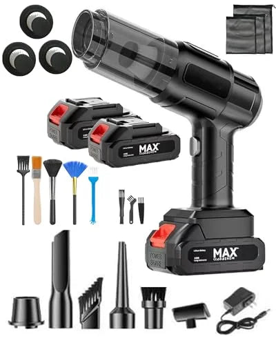 Cordless Handheld Vacuum Cleaner High Power 35000Pa Suction & Blower 120W Dual Batteries, 230ml Dust Cup, 20 Brush Cleaning Kit, Portable Rechargeable Car Vacuum for Home Pet Hair Keyboard Crumbs