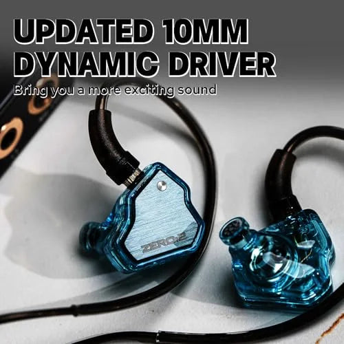Linsoul 7Hz x Crinacle Zero:2 in Ear Monitor, Updated 10mm Dynamic Driver IEM, Wired Earbuds Earphones, Gaming Earbuds, with OFC IEM Cable for Musician (With MIC, Blue)