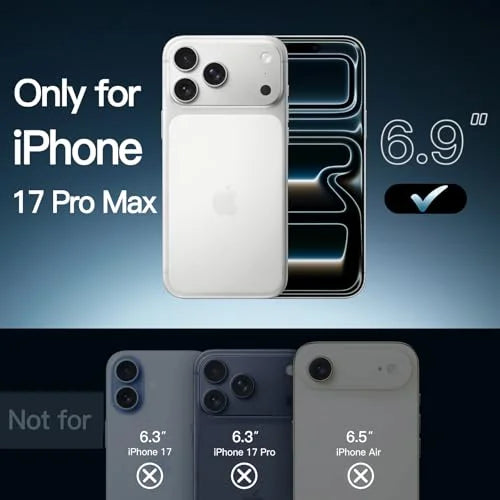 JETech Magnetic Case for iPhone 17 Pro Max 6.9-Inch Compatible with MagSafe, Shockproof Phone Bumper Cover, Anti-Scratch Clear Back (Clear)