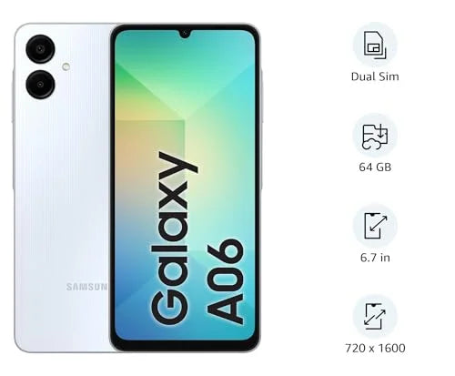 Samsung Galaxy A06 LTE, Android Smartphone, Dual SIM Mobile Phone, 4GB RAM, 64GB Storage, Light Blue (UAE Version)
