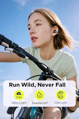 Wireless Bluetooth Earbuds with Ear Hooks, Sports Headphones, Waterproof Earphones with Charging Case, Deep Bass, Noise Reduction