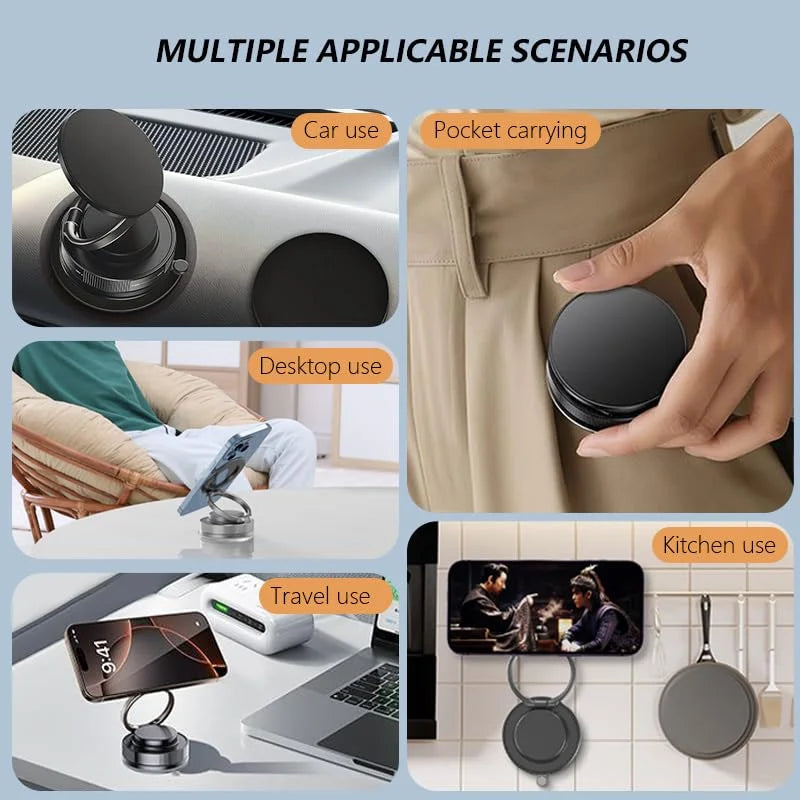 Car Phone Holder | Magnetic Suction Cup with Strong Base | Foldable Mobile Holder for Car Dashboard & Desk | Adjustable Phone Stand for iPhone & Smartphones | Car Desk Kitchen Travel Use 360degree