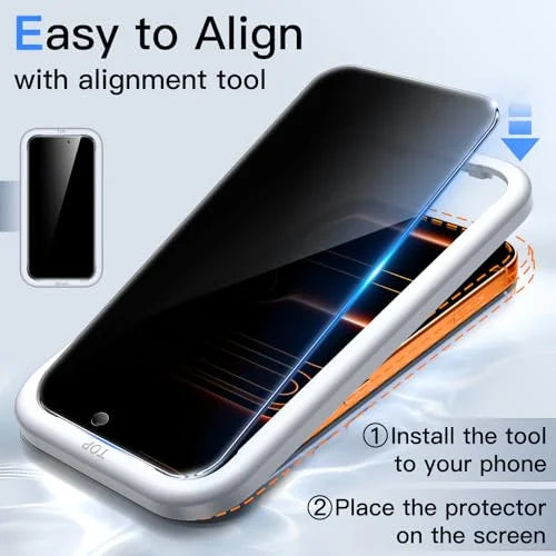 JETech Privacy Screen Protector for iPhone 17 Pro Max 6.9-Inch with Camera Lens Protector, Anti-Spy Tempered Glass Film, Easy Installation Tool, 2-Pack Each
