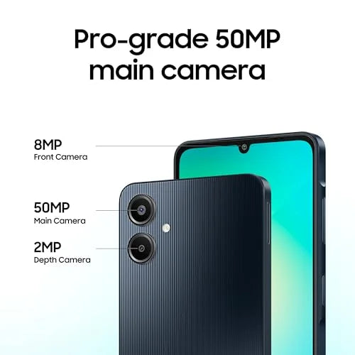 Samsung Galaxy A06 LTE (Black, 4GB RAM, 64GB Storage) | 50MP Dual Camera | 4 Gen OS Upgrades | IP54 Rating | Voice Focus | International Version