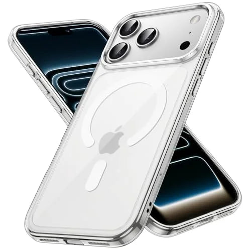 JETech Magnetic Case for iPhone 17 Pro Max 6.9-Inch Compatible with MagSafe, Shockproof Phone Bumper Cover, Anti-Scratch Clear Back (Clear)
