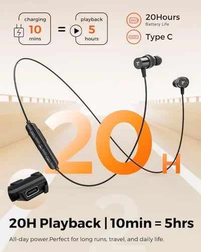 Truefree HD-100 In-Ear Headphones, Bluetooth 6.0 Headphones, Magnetic Neckband Sports Headphones, Spatial Audio, IP67 Waterproof, 20 Hours, Dual Connection, AI Call Noise Reduction, App Control