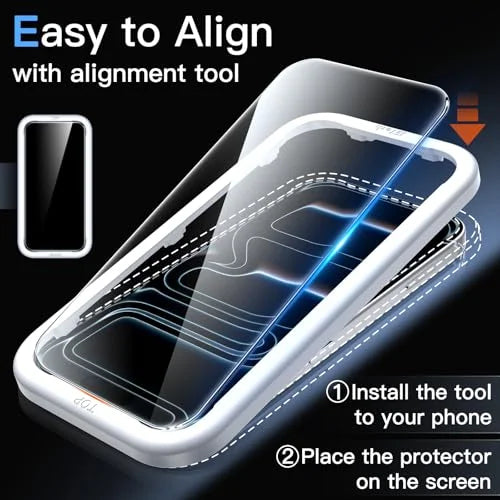 JETech Screen Protector for iPhone 17 Pro Max 6.9-Inch, Tempered Glass Film with Easy Installation Tool, 9H Hardness, Case-Friendly, 3-Pack