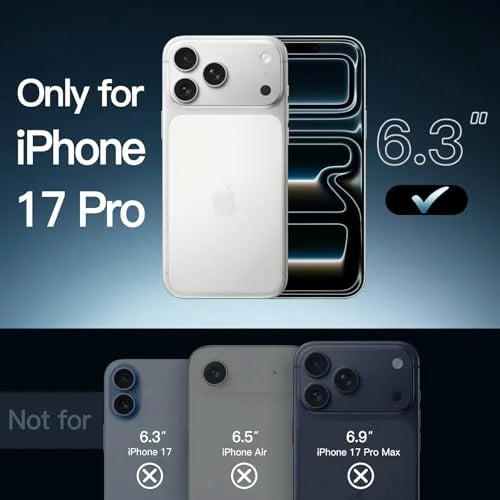 JETech Magnetic Case for iPhone 17 Pro 6.3-Inch Compatible with MagSafe, Shockproof Phone Bumper Cover, Anti-Scratch Clear Back (Clear)