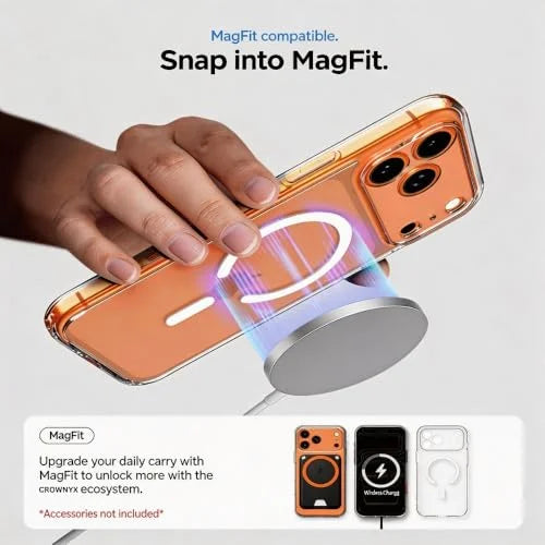 CROWNYX Hybrid PureClear cover for iPhone 17 Pro Max Compatible with Magsafe-Magnetic Charger Case Bumper,Military-Grad Drop Protuction Wear Resistant Anti Scratch Fingerprint Clear Case