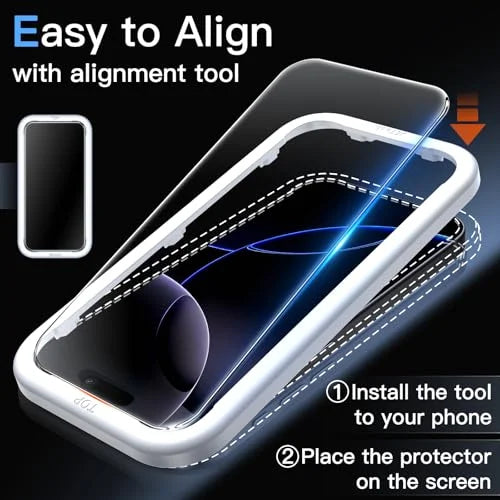 JETech Matte Screen Protector for iPhone 16 Pro 6.3-Inch, Anti-Glare 9H Tempered Glass Film, Anti-Fingerprint, Smooth Touch, Easy Installation, Case-Friendly, 2-Pack