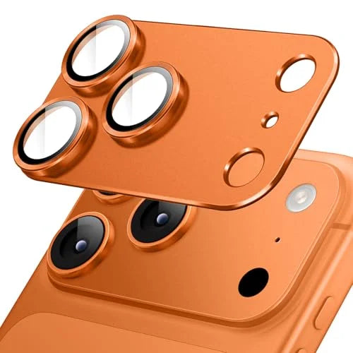 JETech Camera Lens Protector for iPhone 17 Pro Max 6.9-Inch, Full Coverage 9H Tempered Glass Ring Cover, Matte Metal Plate, Case Friendly, 1-Pack (Orange)