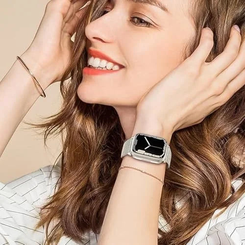 O Ozone Metal Band Compatible with Apple Watch Band 40mm 38mm 41mm 45mm 44mm 42mm 46mm, Stainless Steel Milanese Mesh Loop Magnetic Wristbands for iWatch Series 10 9 8 7 6 5 4 3 2 1 SE
