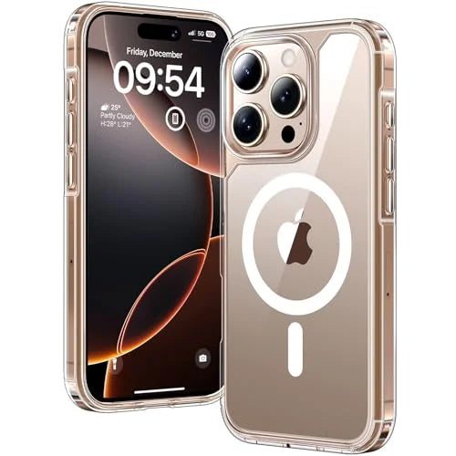 TAURI for iPhone 16 Pro Max Case, Compatible with MagSafe, Military-Grade Protection, [Anti-Yellowing] Shockproof Transparent Back Magnetic Phone Cover - Clear
