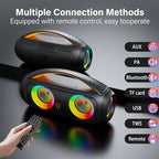 JYX D16 Portable Bluetooth Speakers, 40W Large Bluetooth Boombox Speaker, Loud Speaker with Deep Bass, Outdoor Wireless Speaker with Disco Lights for Party, Bluetooth 5.3, IP65 Waterproof, TWS