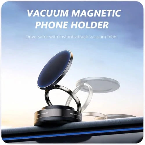 Car Phone Holder | Magnetic Suction Cup with Strong Base | Foldable Mobile Holder for Car Dashboard & Desk | Adjustable Phone Stand for iPhone & Smartphones | Car Desk Kitchen Travel Use 360degree